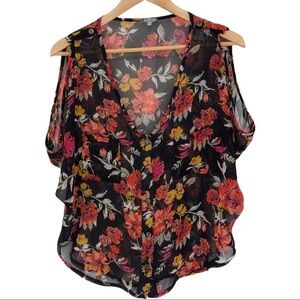 Charlotte Russo sheer sleeveless fall floral top